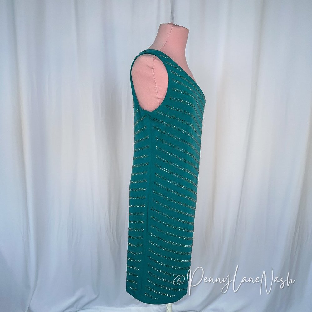 NWT Philosophy One Shoulder Embellished Dress Teal - Picture 2 of 11